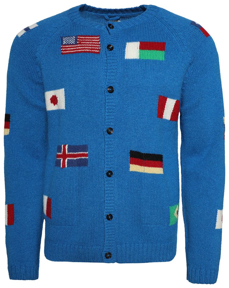 Bode Round The World Cardigan Blue