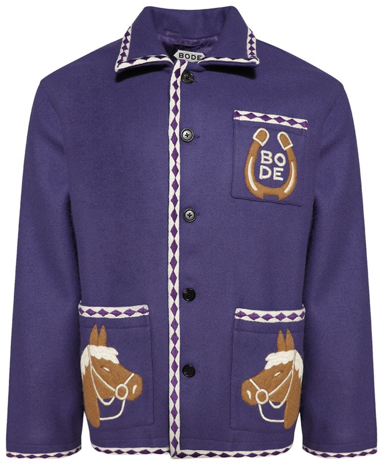 Bode Bronco Applique Jacket PurpleWhite
