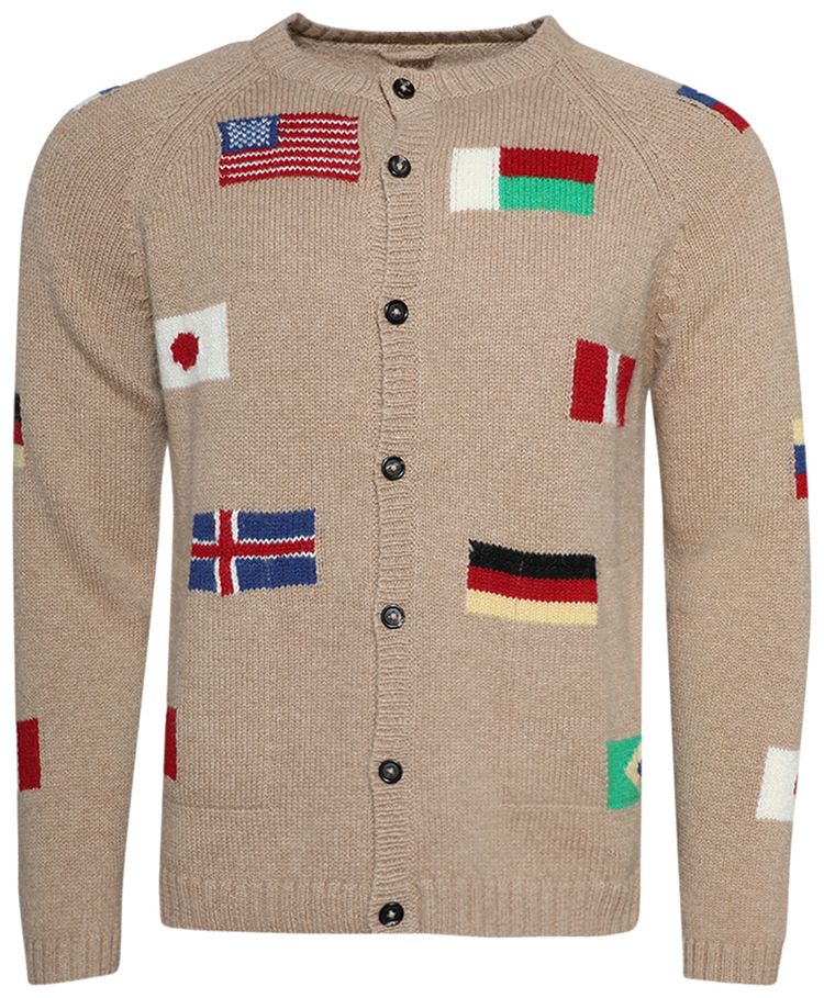 Bode Round The World Cardigan Tan