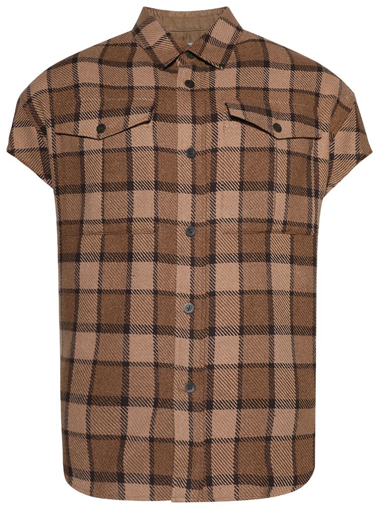 Dries Van Noten Check Sleeveless Shirt Brown