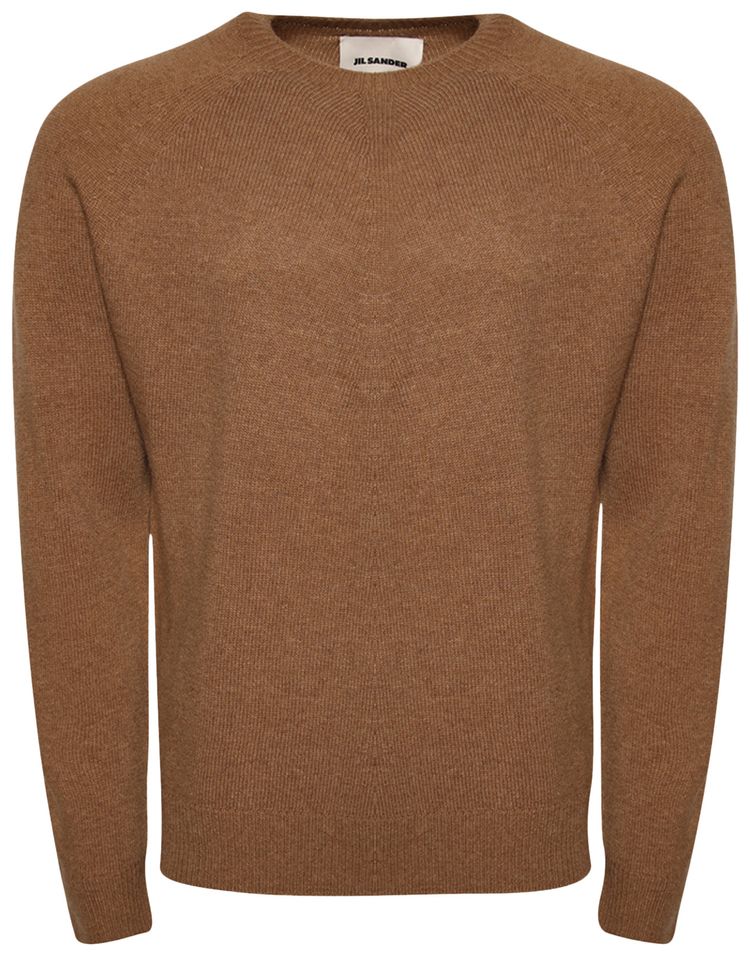 Jil Sander Wool Cashmere Crewneck Knit Top Cinnamon