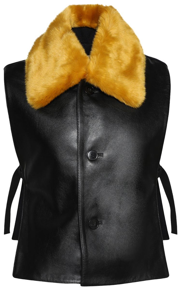 Dries Van Noten Paneled Leather Vest Navy