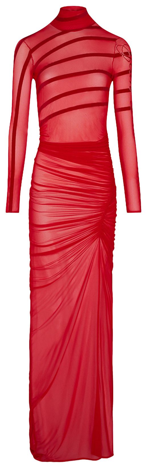Jean Paul Gaultier The Striped Flocked Maxi Dress Red