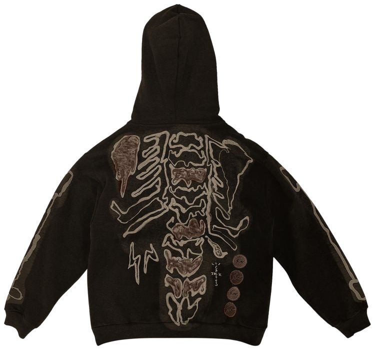 Cactus Jack by Travis Scott x Fragment Skeleton Graffiti Full Zip Hoodie Redux Brown