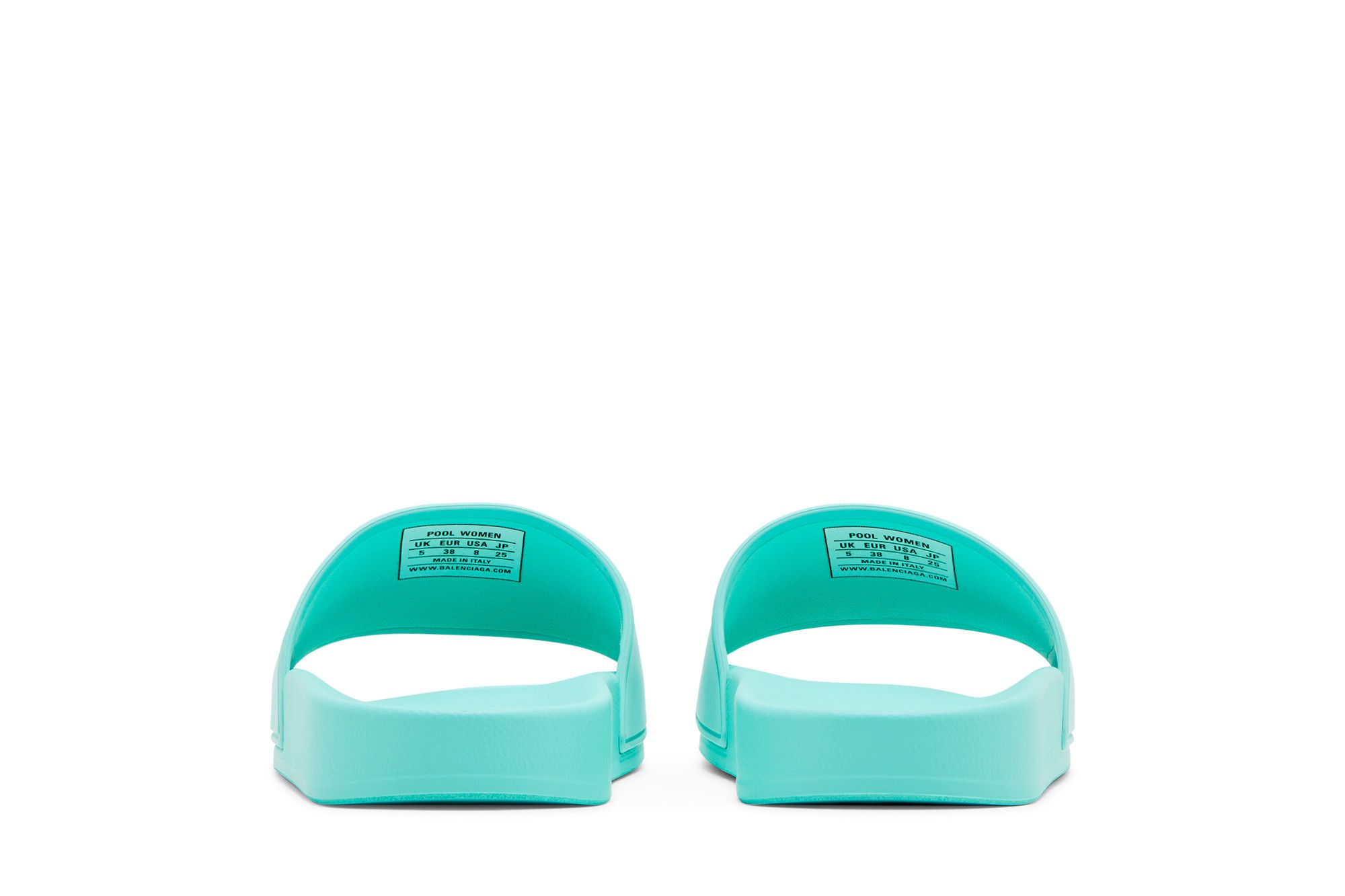【BALENCIAGA】Full Slide Mint $375 Women's Balenciaga Logo Pool Slides Flat Sandals