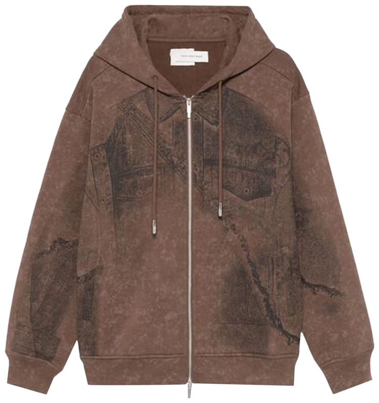 Feng Chen Wang Deconstruction Printed Hoodie Brown