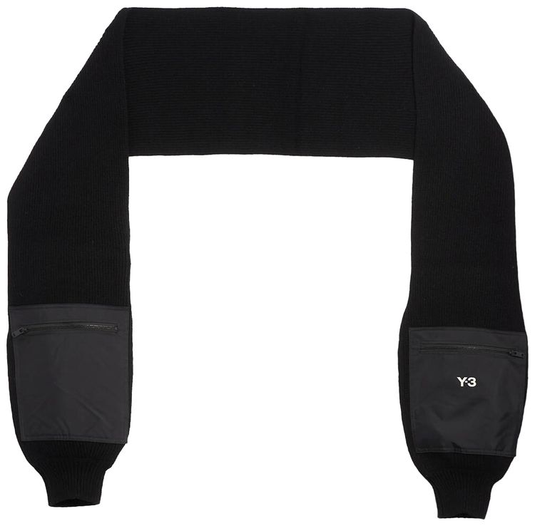 Y 3 Logo Printed Sleeved Scarf Black