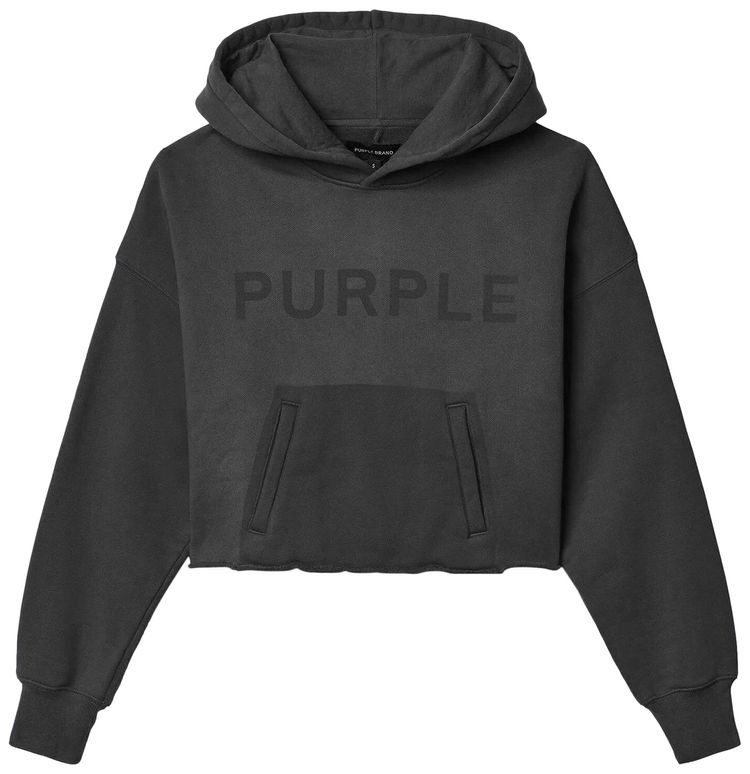 PURPLE BRAND Fleece Raw Hem Hoodie Black