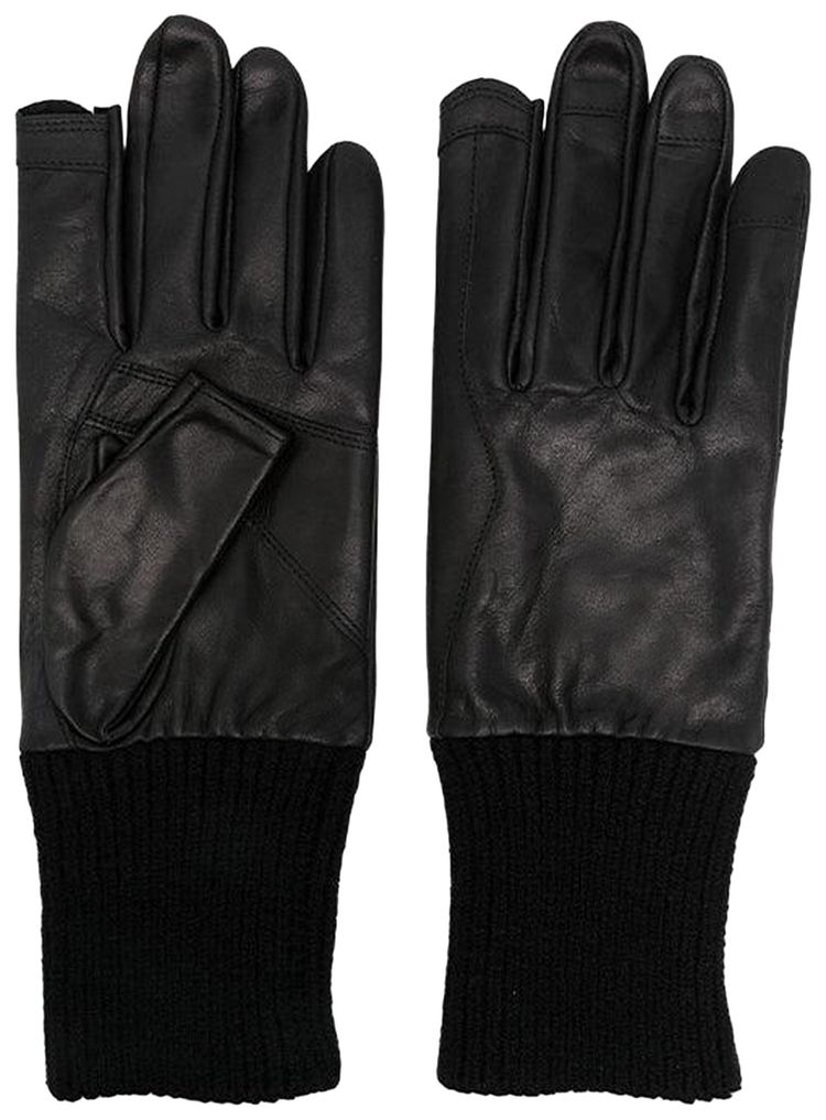 Rick Owens Ribcuff Leather Gloves Black
