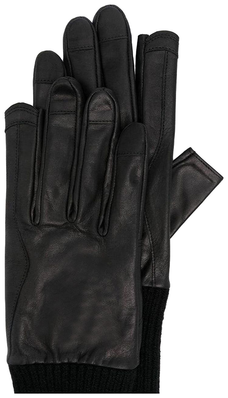 Rick Owens Ribcuff Leather Gloves Black