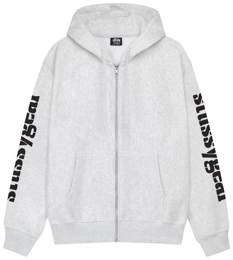 Stussy Gear Zip Hoodie Ash Heather