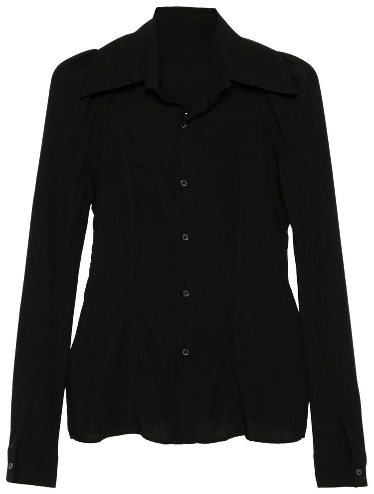 Yohji Yamamoto Puff Sleeve Slim Fit Blouse Black