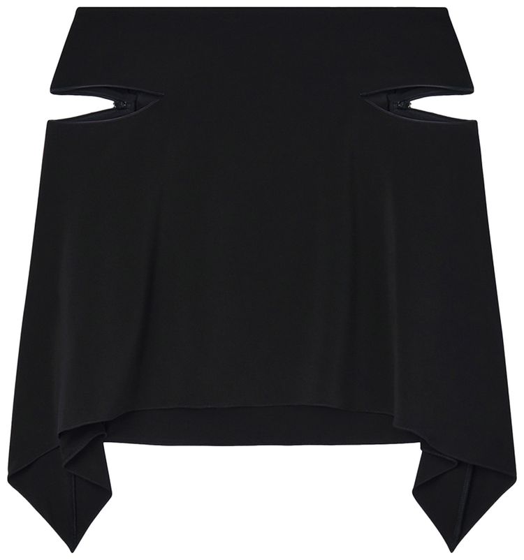 Courreges Zipped Pockets Crepe Jers Mini Skirt Black