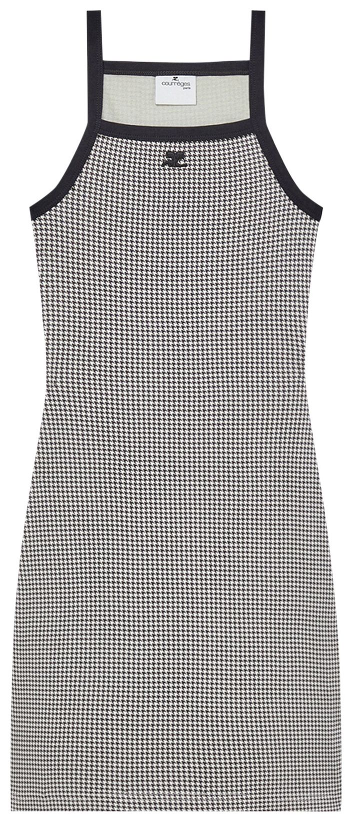 Courreges Contrast Mini Dress Houndstooth WhiteBlack