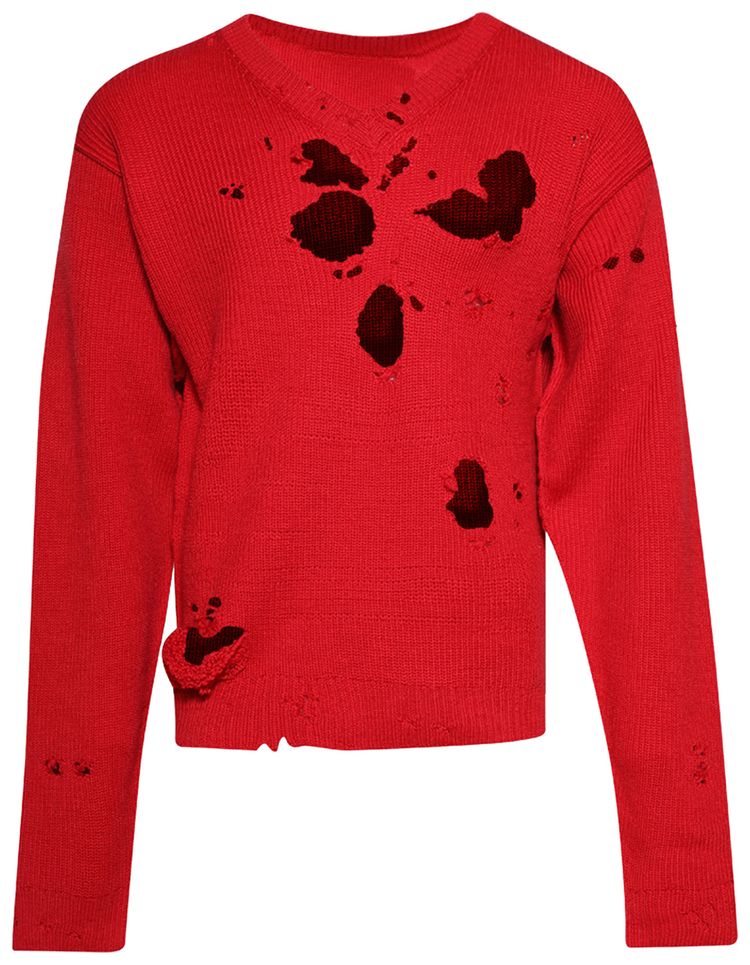 Vetements Destroyed Sweater Red