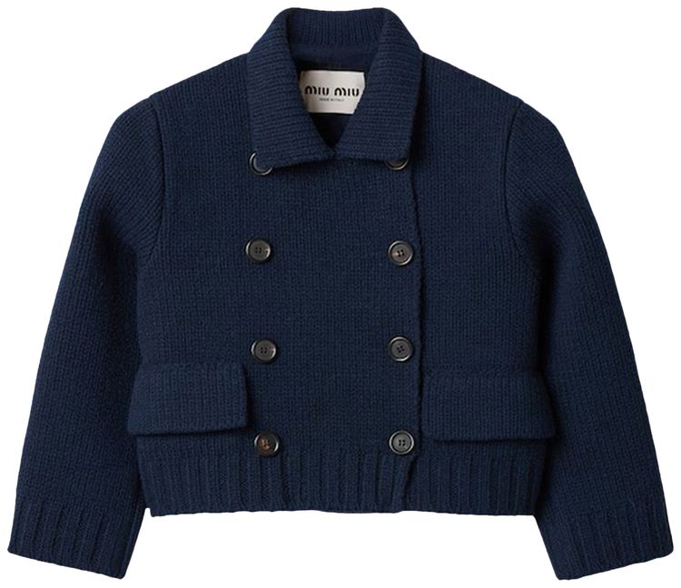 Miu Miu Cropped Wool Jacket Navy