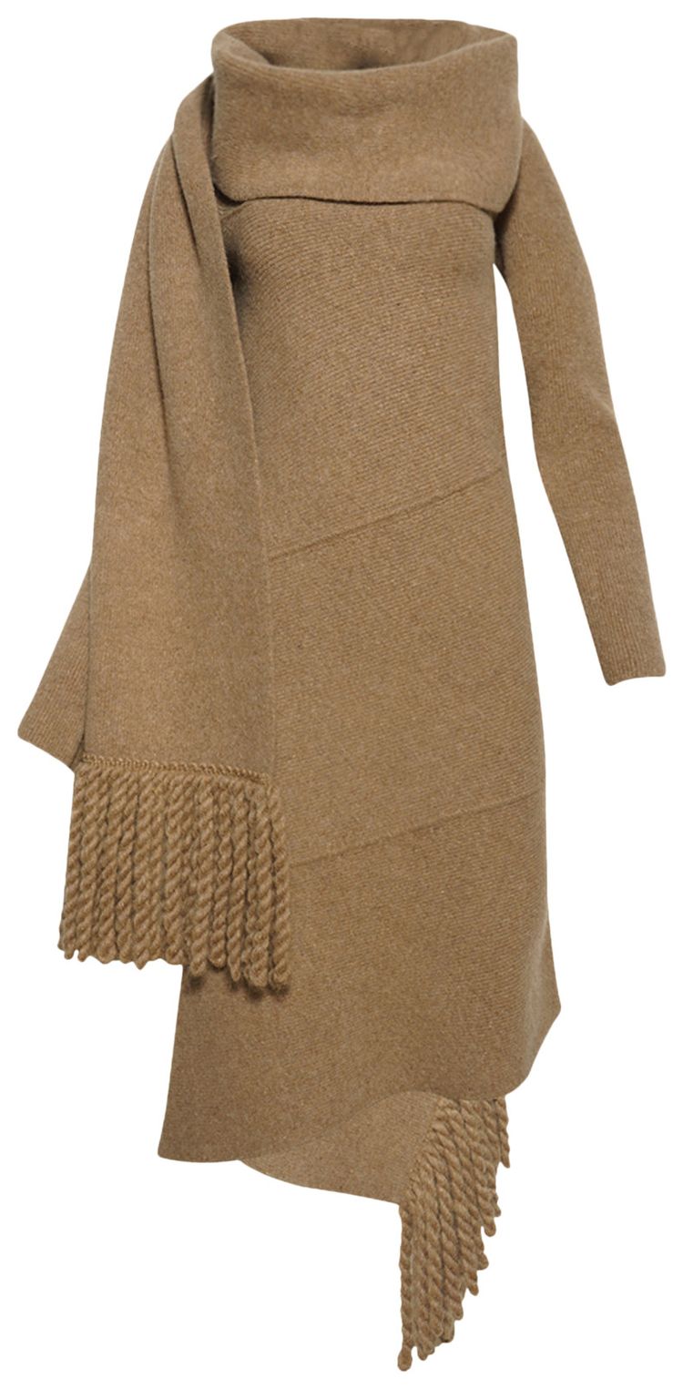 Burberry Wool Blend Scarf Dress Maple
