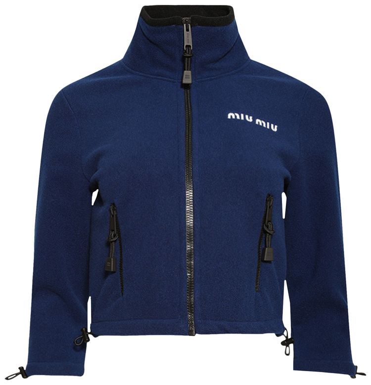 Miu Miu Zipped Cropped Sweatshirt Blue