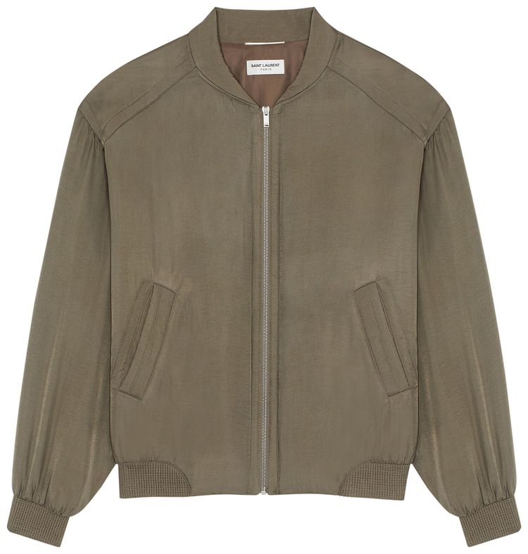 Saint Laurent Teddy Bomber Jacket Khaki