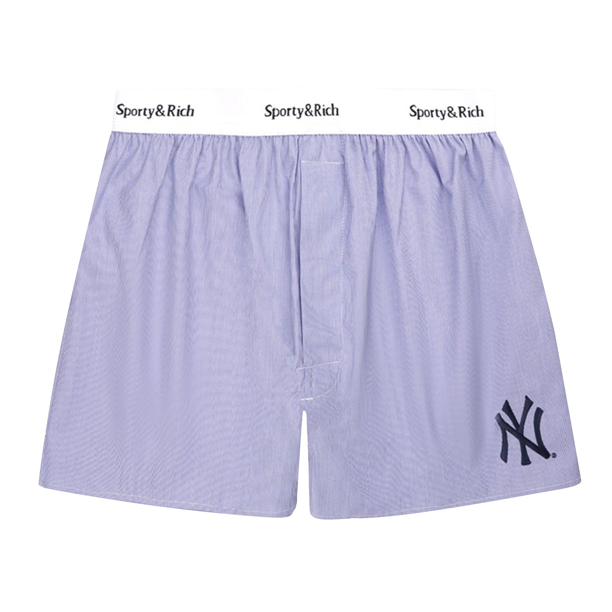 Size l Sporty & Rich Yankees Serif Boxer 'White/Light Blue Stripe/Navy'