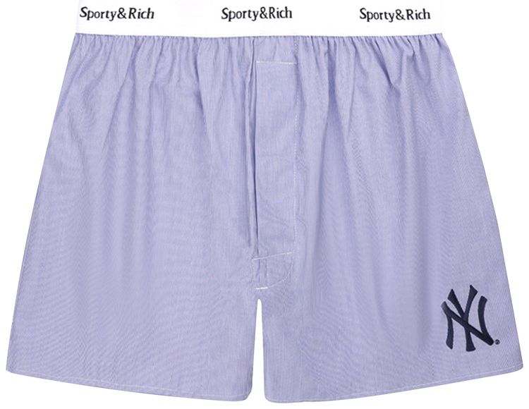 Sporty  Rich Yankees Serif Boxer WhiteLight Blue StripeNavy