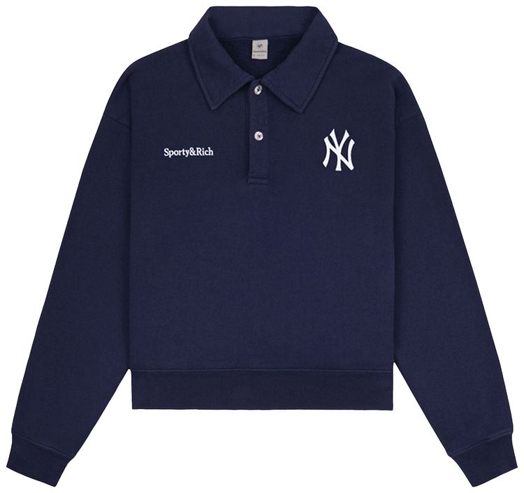Sporty  Rich Yankees Serif Polo NavyWhite