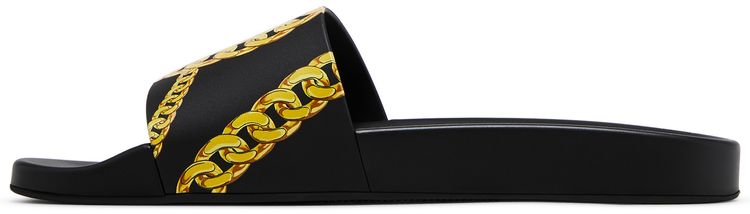 Versace Slide La Greca Chain Print   Black