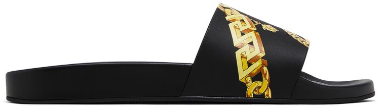 Versace Slide La Greca Chain Print   Black