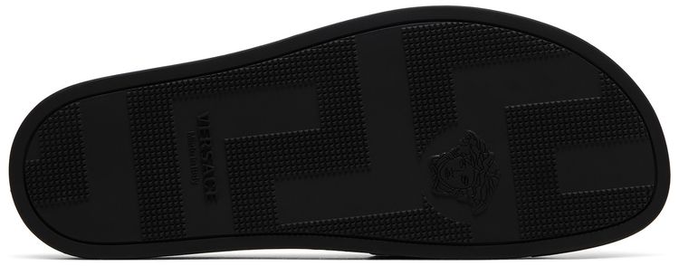 Versace Slide La Greca Chain Print   Black