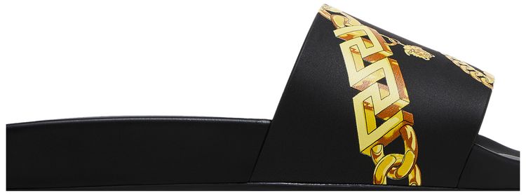 Versace Slide La Greca Chain Print   Black