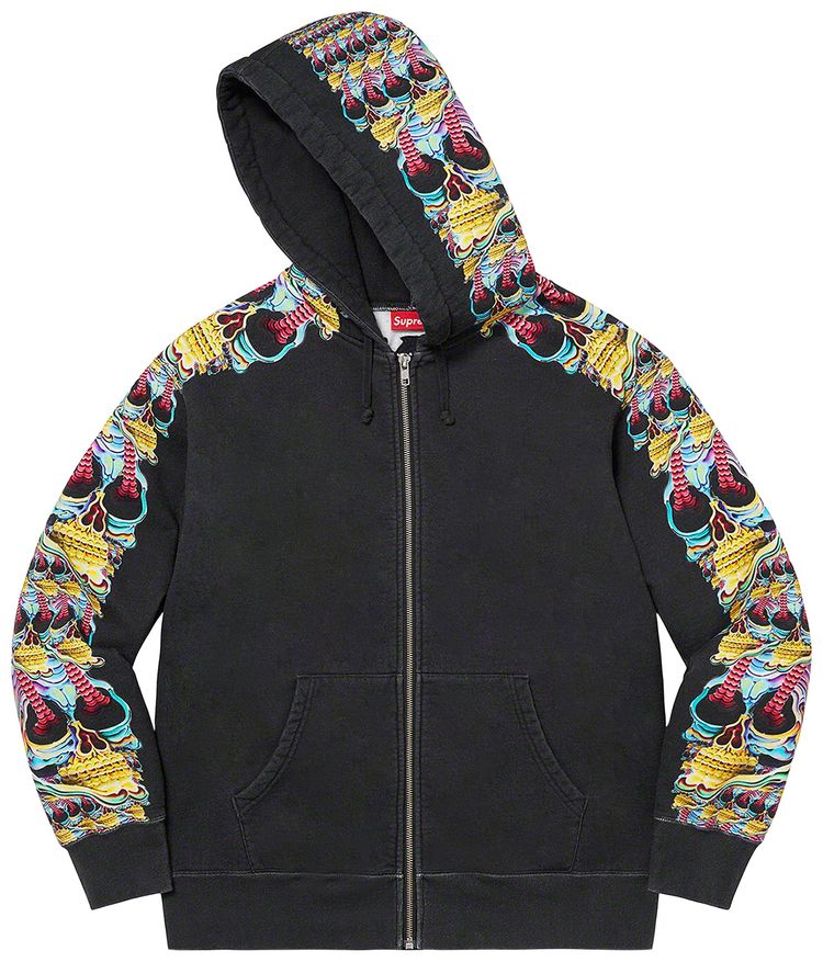 Supreme Skulls Zip Up Hooded Sweatshirt Black