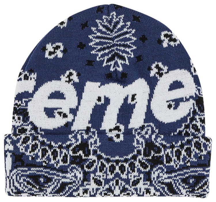 Supreme Bandana Big Logo Beanie Navy