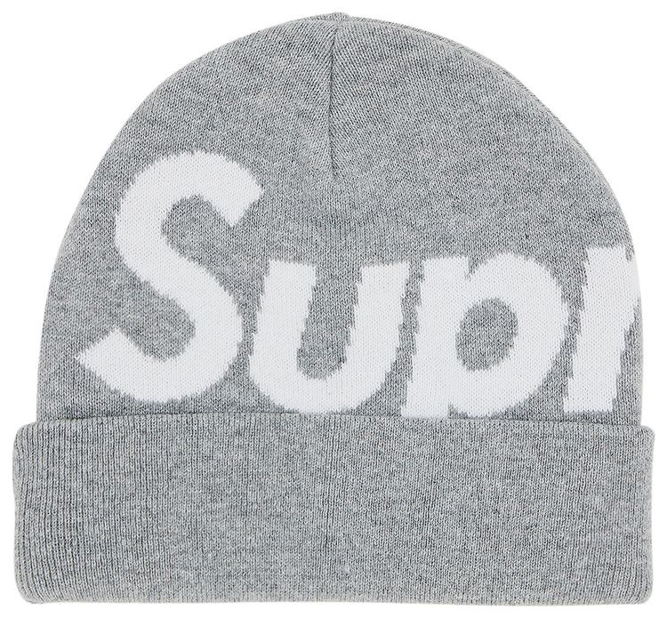 Supreme Big Logo Beanie Heather Grey
