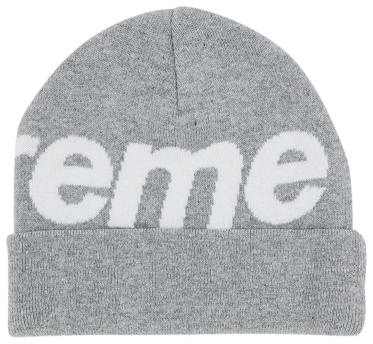 Supreme Big Logo Beanie Heather Grey