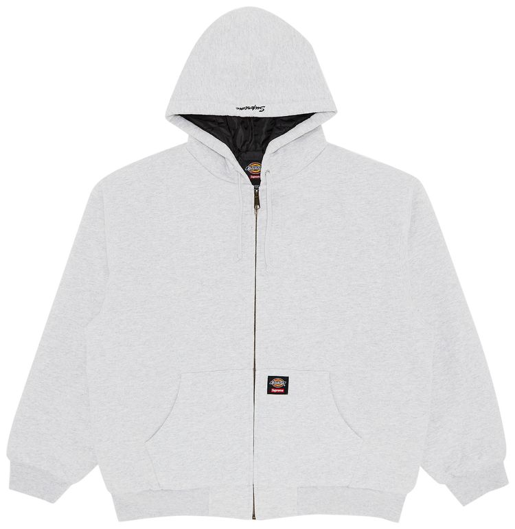 Supreme x Dickies Quilted Lined Zip Up Hooded Sweatshirt Ash Grey