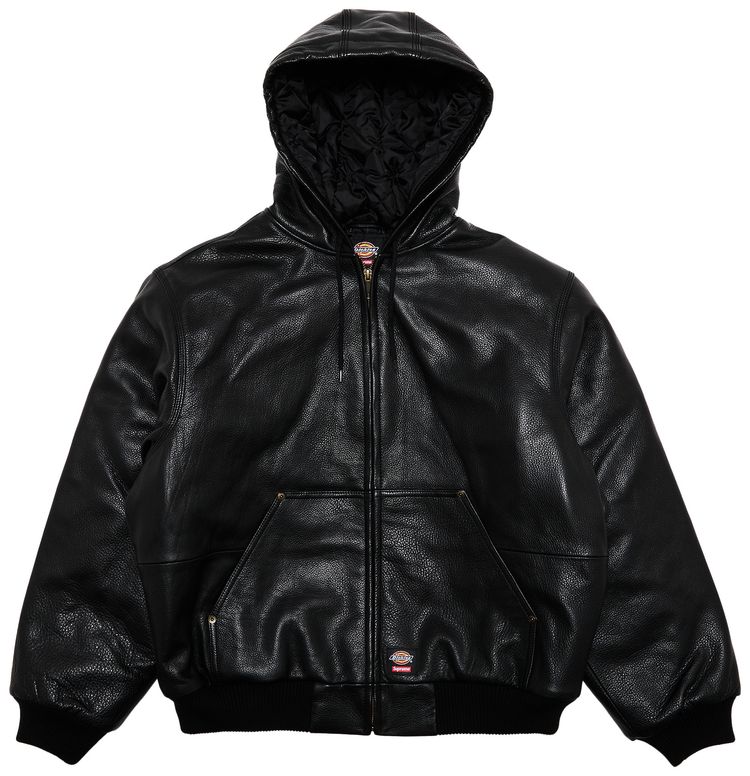 Supreme x Dickies Hooded Leather Work Jacket Black