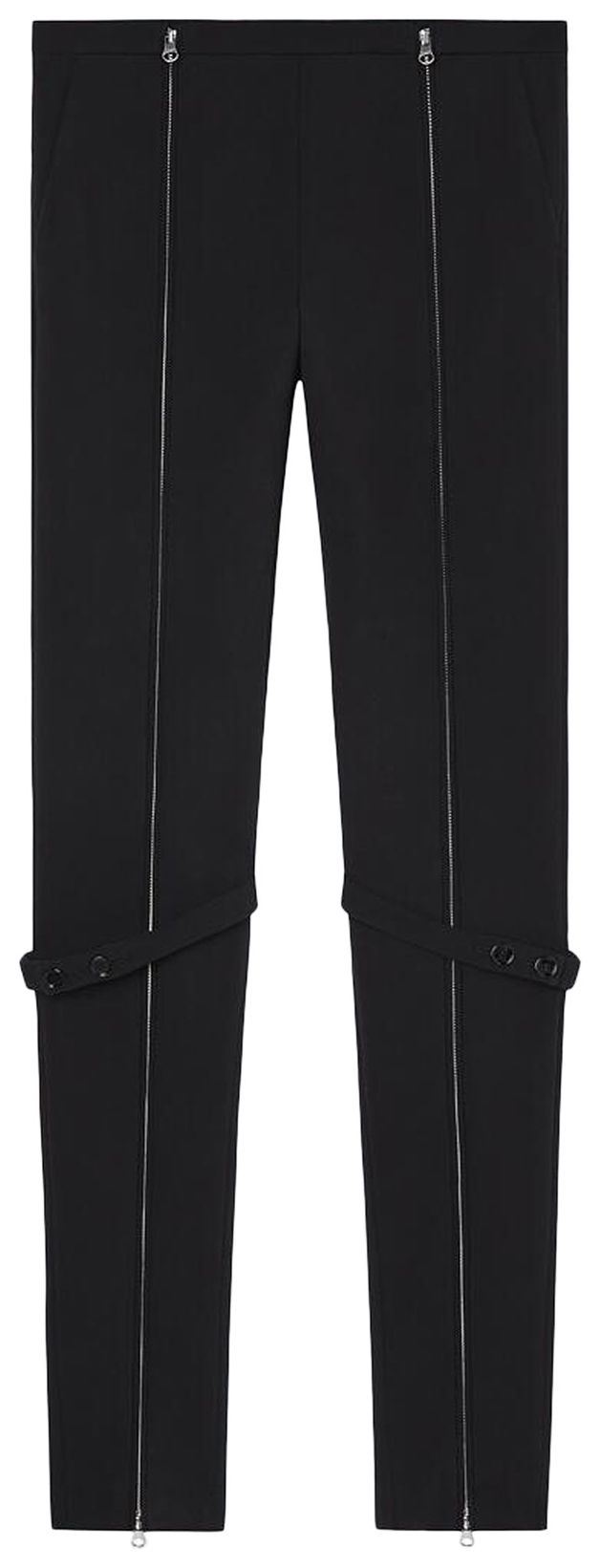 Courreges Zipped Stretch Wool Pants Black