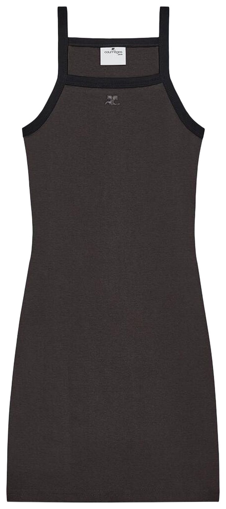 Courreges Contrast Mini Dress Mud BrownBlack