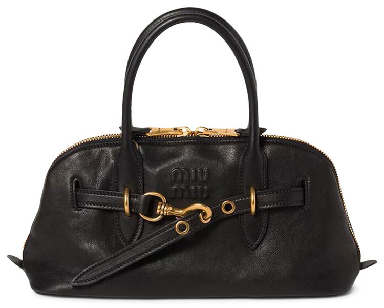 Miu Miu Aventure Nappa Leather Top Handle Bag Black