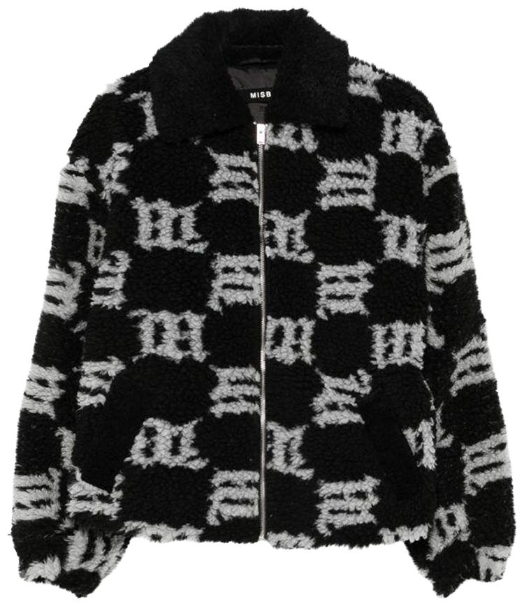 MISBHV Monogram Faux Shearling Jacket Black