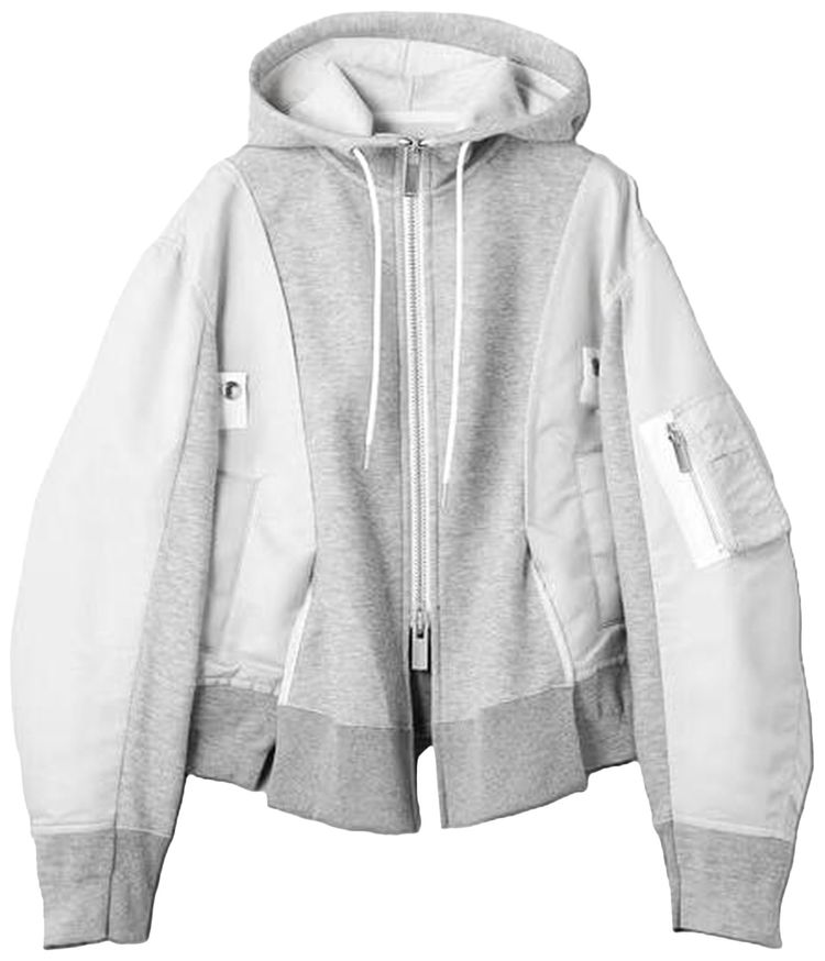 Sacai Nylon Twill x Sponge Sweat Hoodie Light Grey