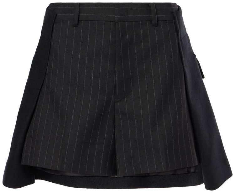 Sacai Chalk Stripe x Wool Melton Shorts Black