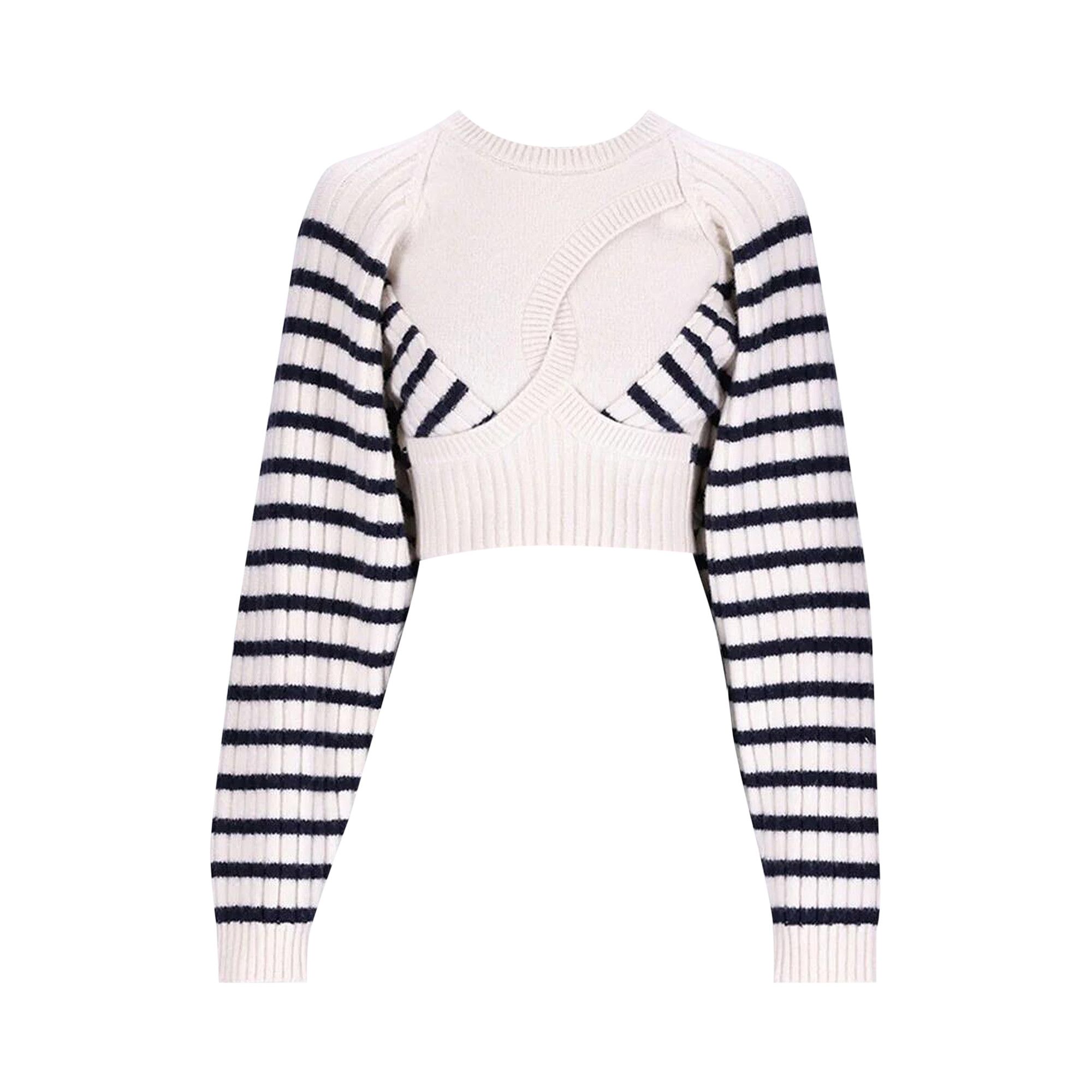 Buy Jean Paul Gaultier Long-Sleeve Crop Pullover 'White/Navy