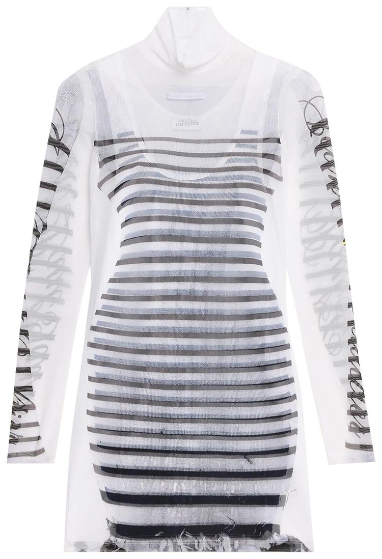 Jean Paul Gaultier Mesh Short Dress WhiteNavyBlack