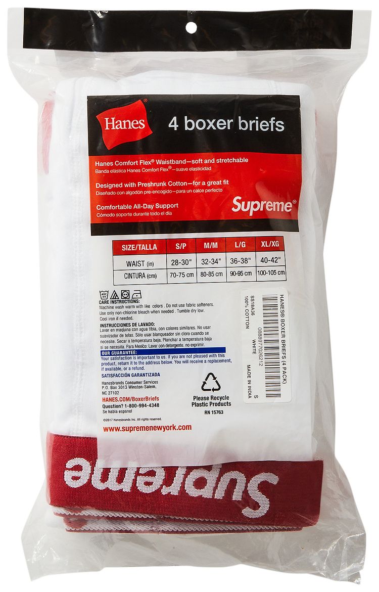 Supreme x Hanes Boxer Briefs 4 Pack White