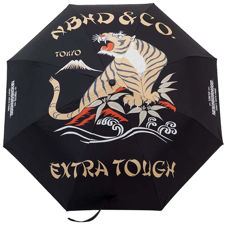 Neighborhood Tigerprint Folding Umbrella Black
