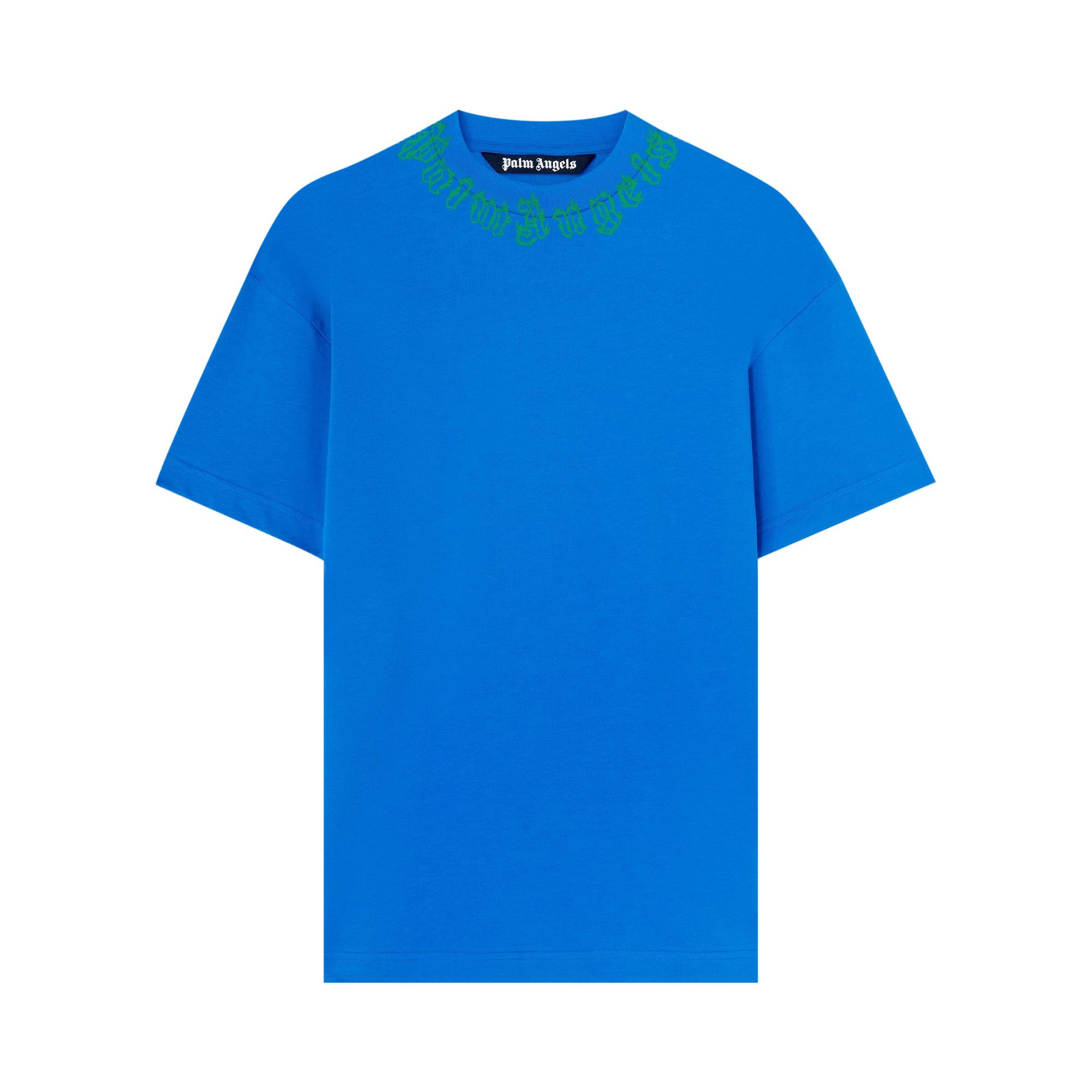 Palm Angels PMAA001S25JER0024555 関税送料込 Buy Palm Angels Neck Logo Tee 'Blue/Green