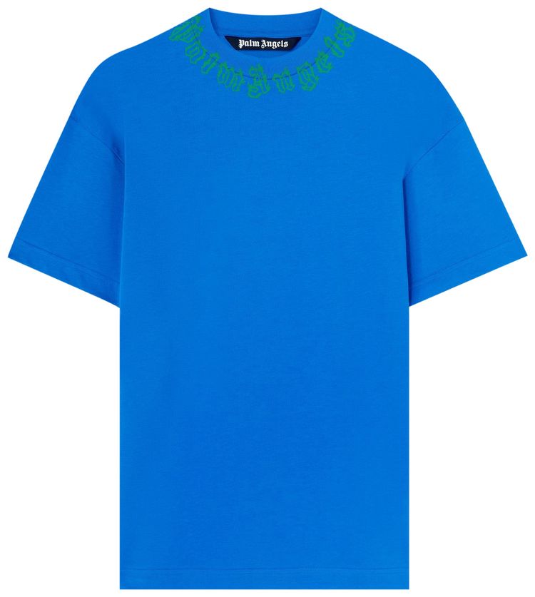 Palm Angels Neck Logo Tee BlueGreen