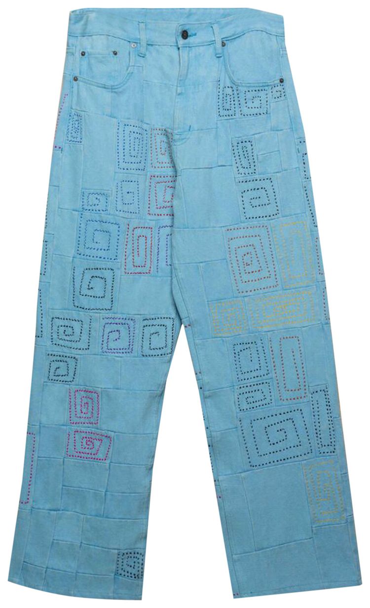 Glass Cypress Tonal Patchwork Denim Blue