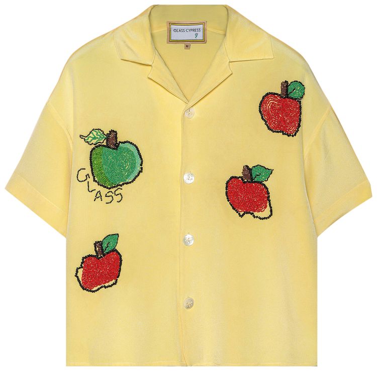 Glass Cypress Beaded Apples On Sunrise Shirt Yelllow